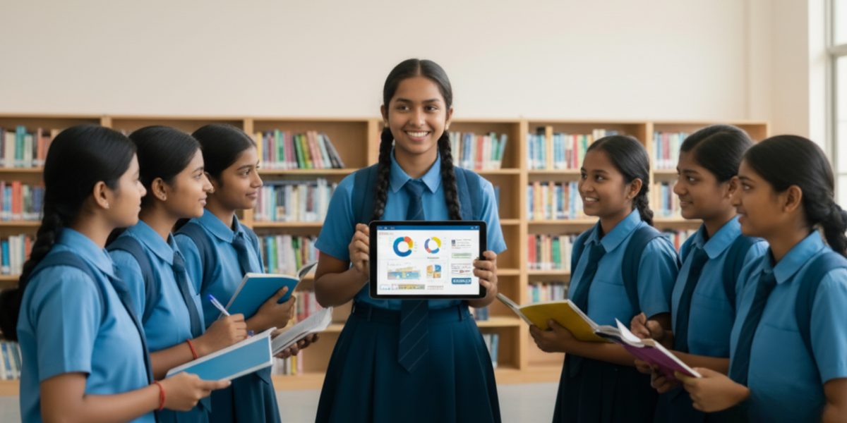 Teacher explaining concepts to students